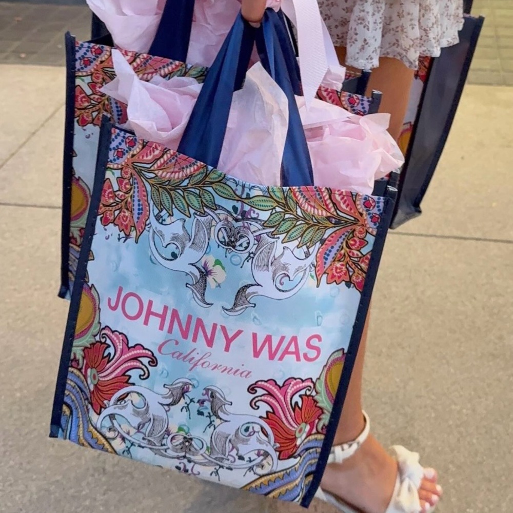 Johnny Was Large Blue Tote Bag 19”